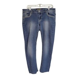 Y2K Angels‎ Jeans Junior Size 17 Bootcut Embellished Pockets 34x28 Vintage